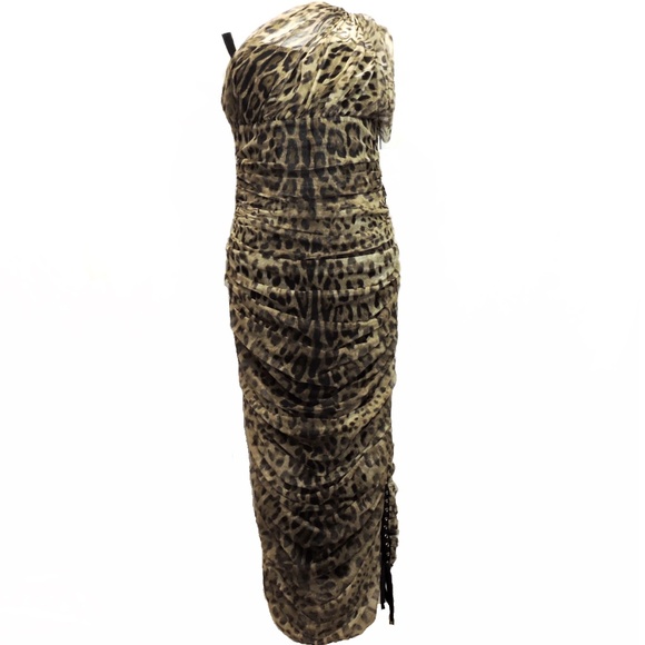 DOLCE & GABBANA 🇮🇹 WOMEN'S BROWN COTTON AND SILK FASHION EVENING DRESS 44 SIZE - Picture 5 of 12